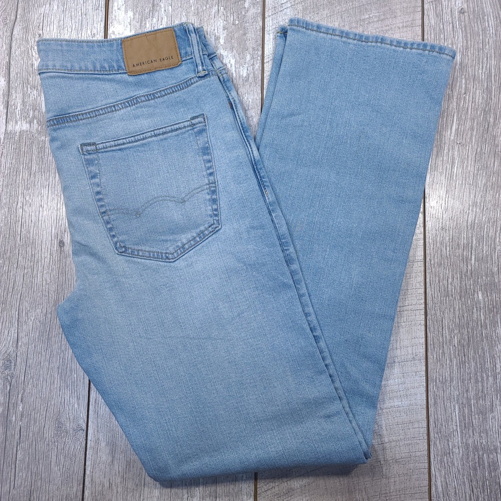 American Eagle Jeans Mens 32x34 Light Blue Original Bootcut Airflex Denim Pants